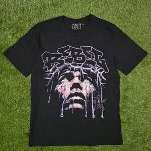 Rebel Vengeance Religious Crewneck Black Graphic Tee Men's Sz Large T-Shirt New